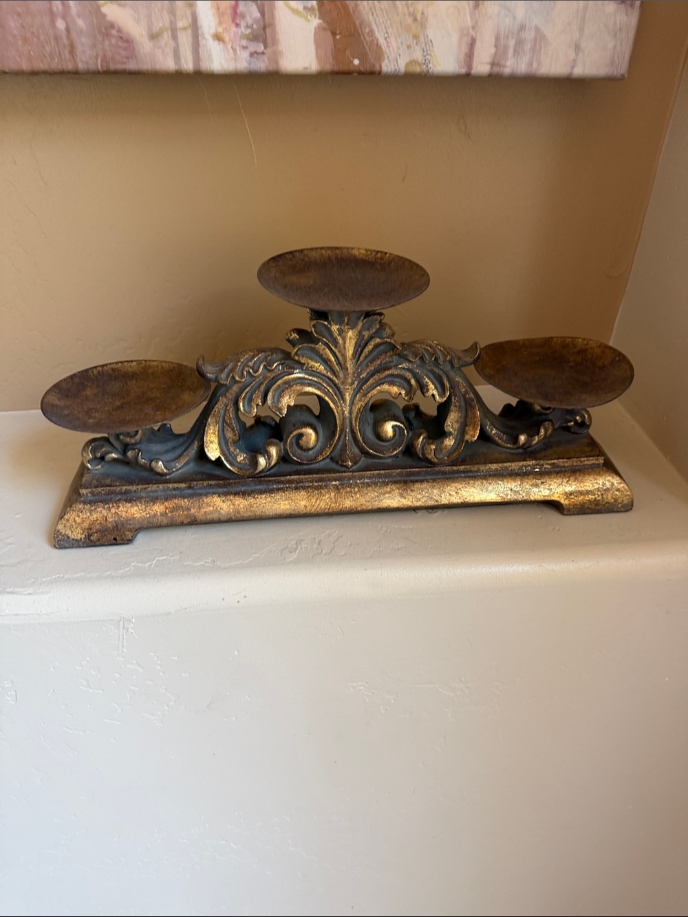 Candle HolderOrnate Gold  Triple Candle Holder - Decorative Home Accent
